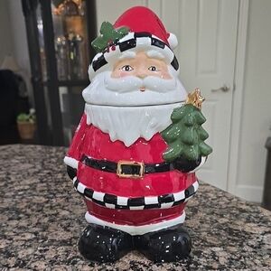 BRAND NEW! RARE~ MC INSPIRED Santa Claus Cookie Jar - Red and Green